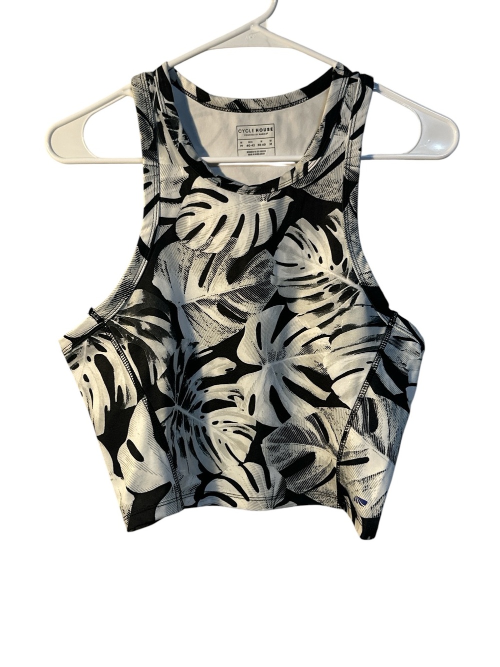 Marika‎ Cycle House Black & White Tropical Crop Tank